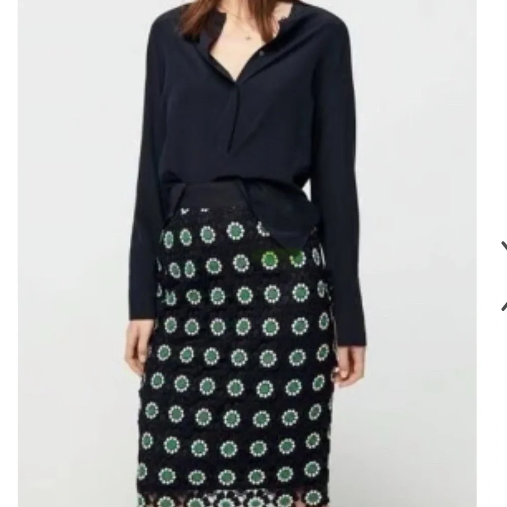 J Crew Green and White Embellished Pencil Skirt - Picture 4 of 11